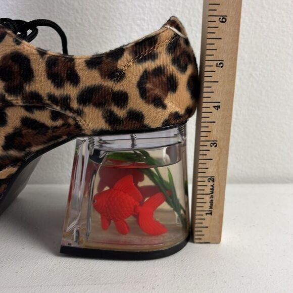NWOT Funtasma Mens 9 Leopard Platform Shoes Fish Bowl Pimp Disco 70s Costume - Picture 12 of 14